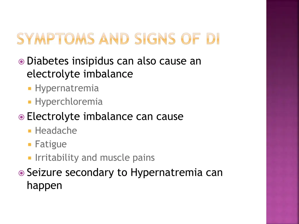 symptoms and signs of di 2