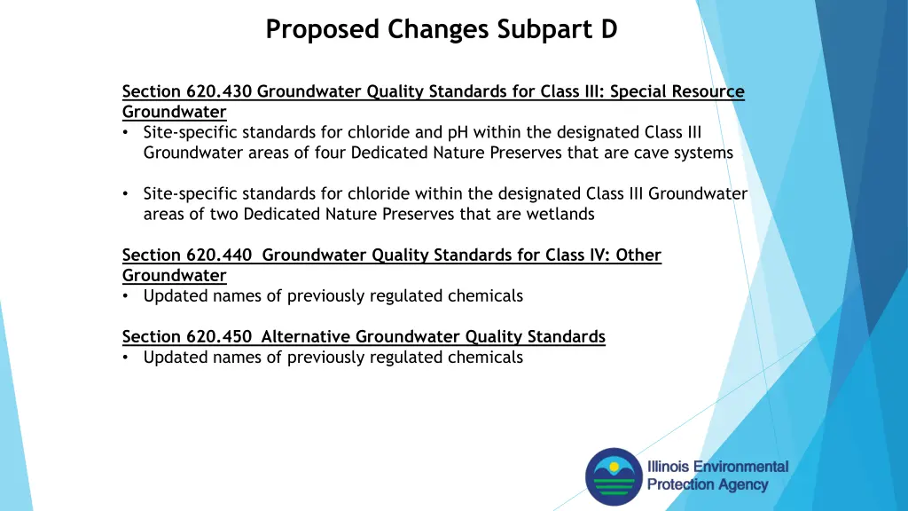 proposed changes subpart d 1