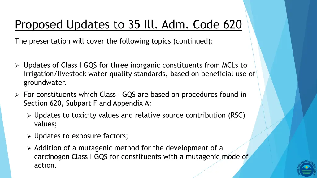 proposed updates to 35 ill adm code 620 1