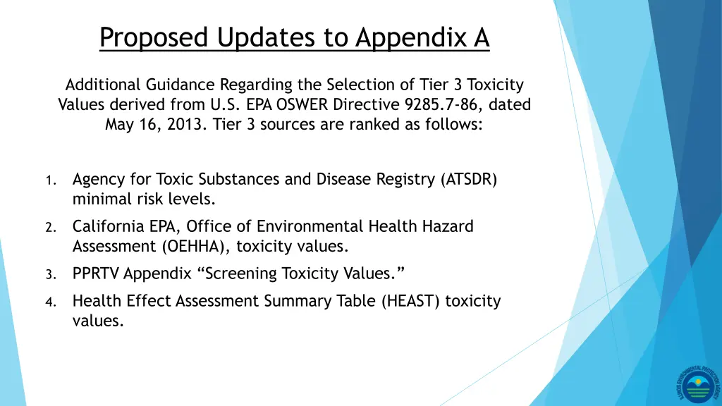 proposed updates to appendix a 1