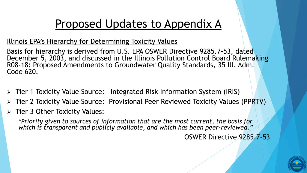 proposed updates to appendix a