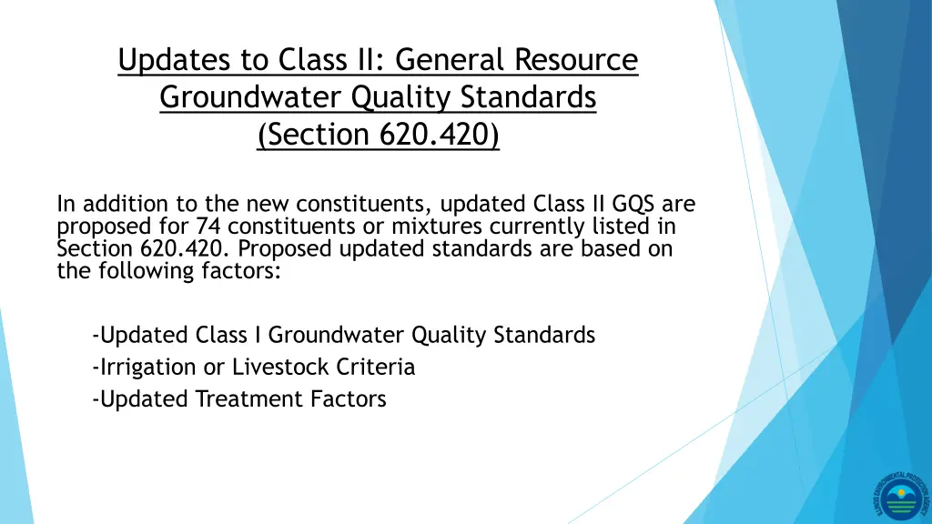 updates to class ii general resource groundwater