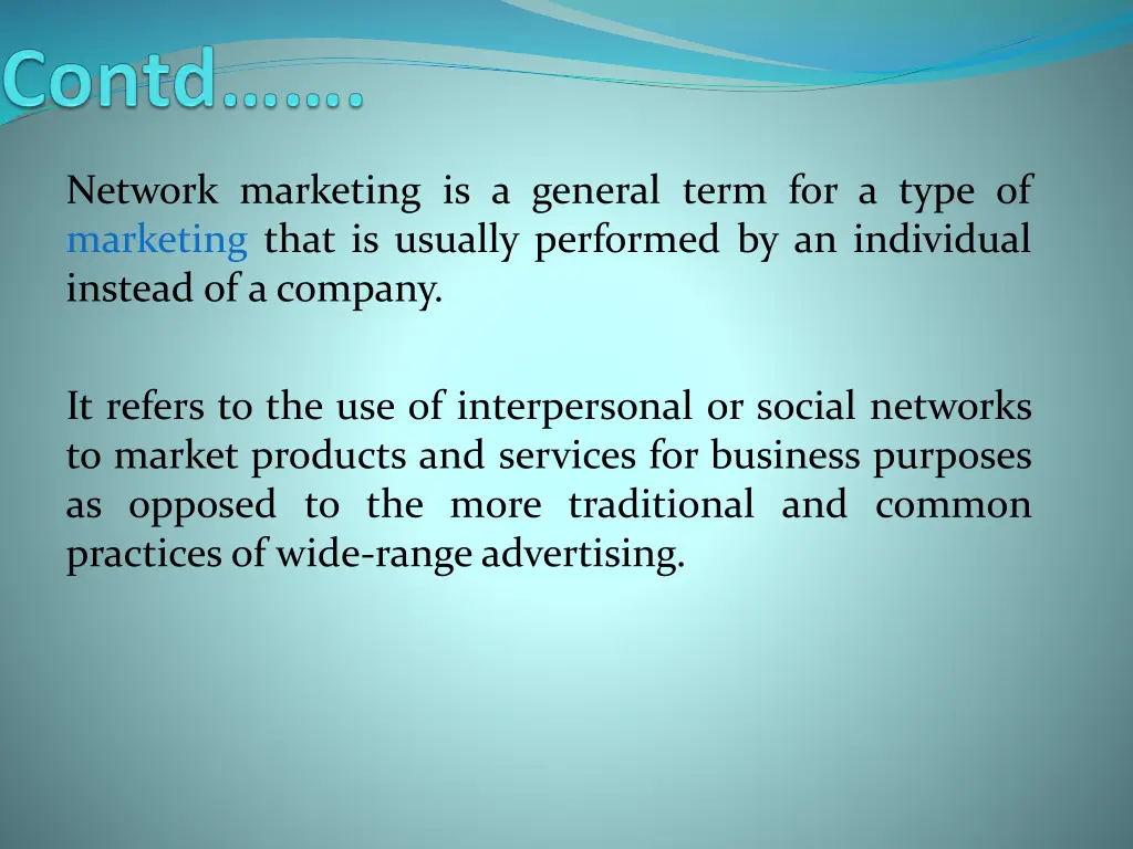 network marketing is a general term for a type