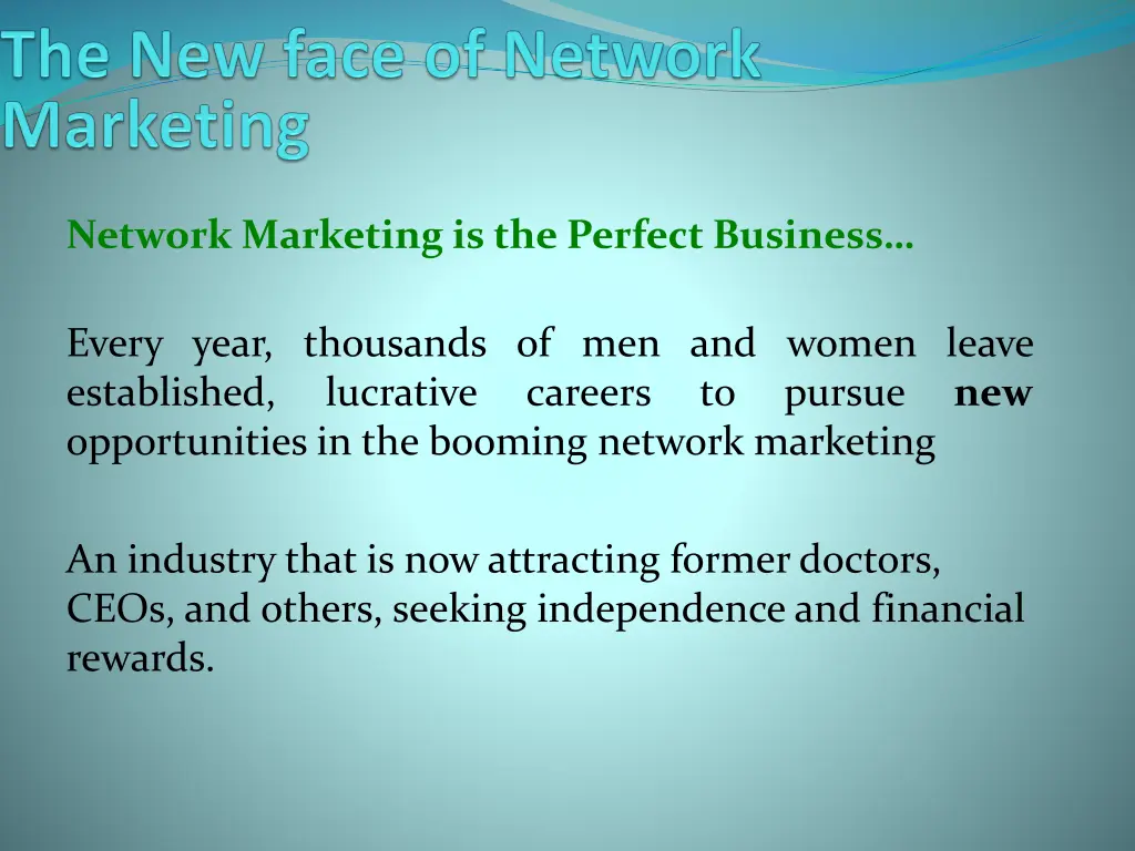 network marketing is the perfect business