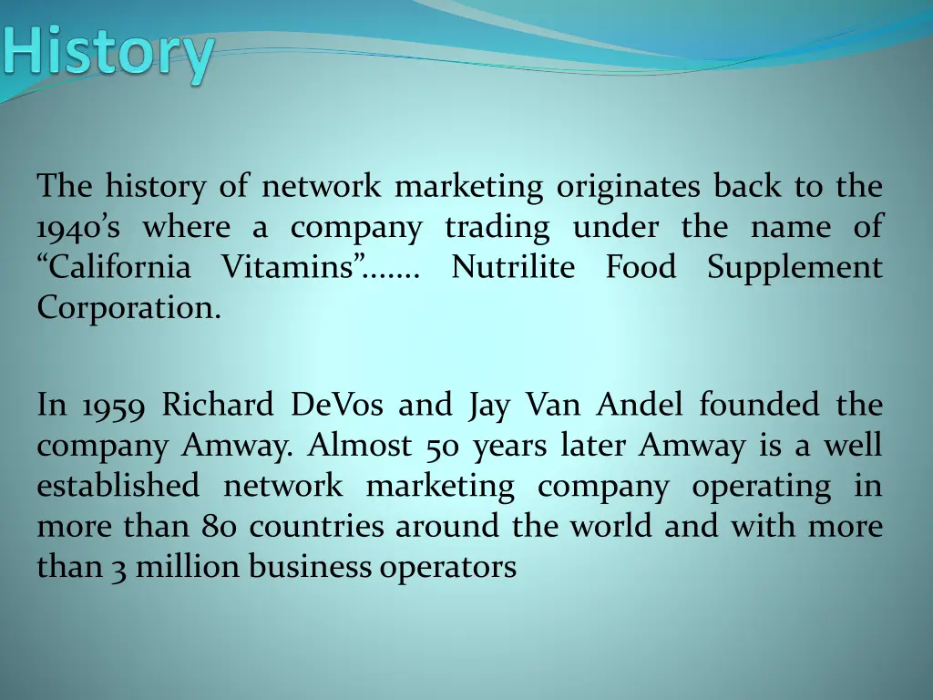 the history of network marketing originates back