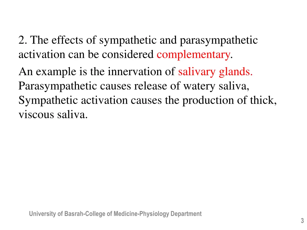 2 the effects of sympathetic and parasympathetic