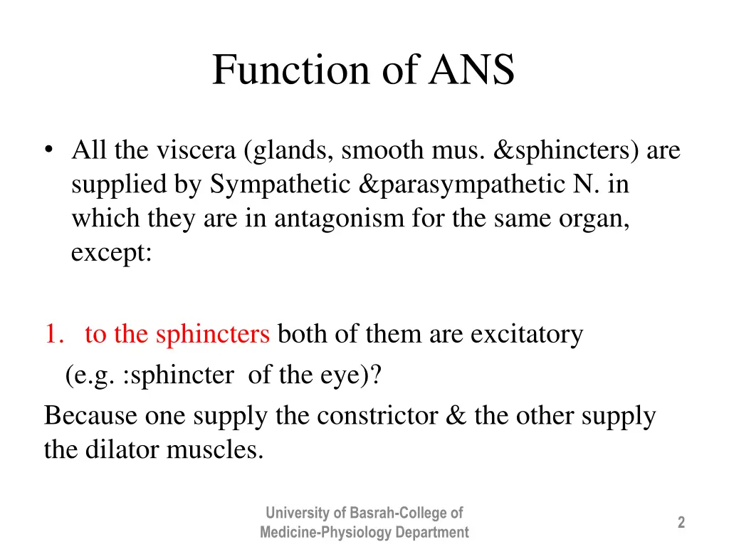 function of ans