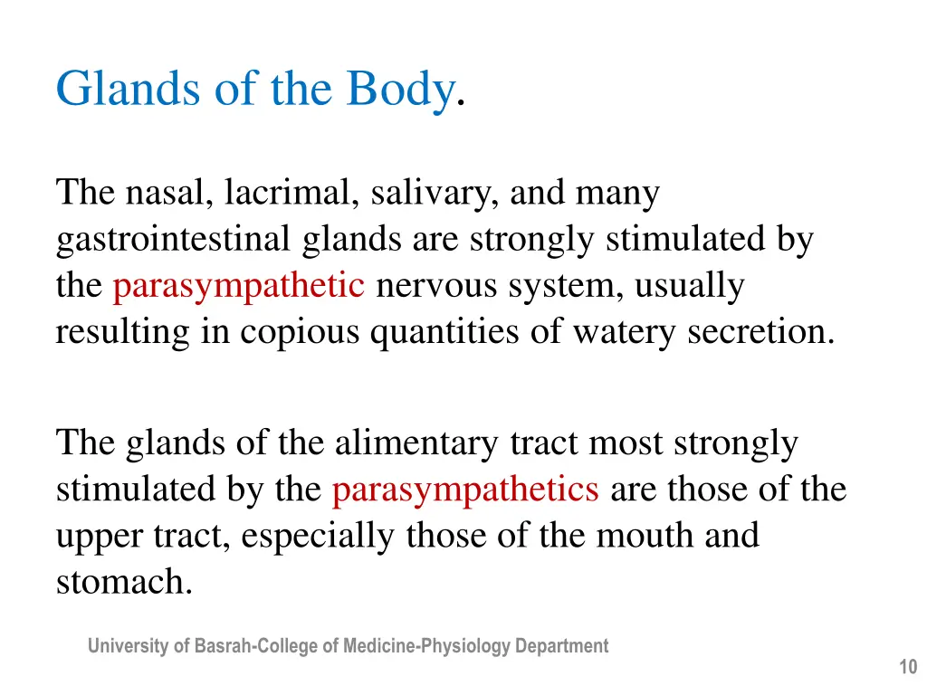 glands of the body