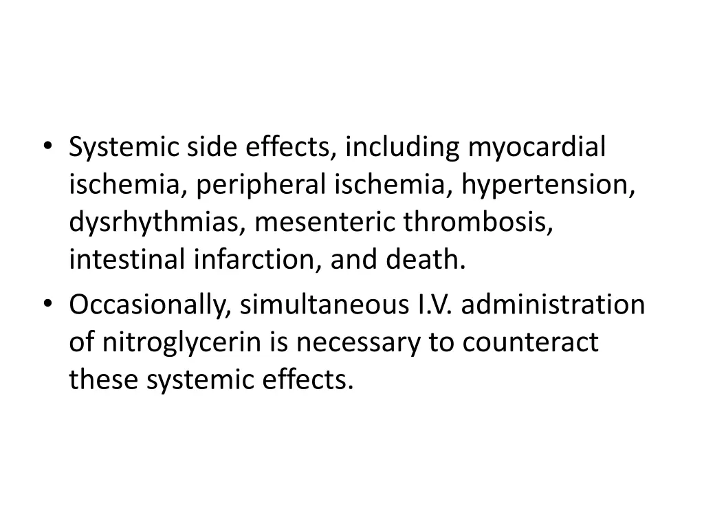 systemic side effects including myocardial