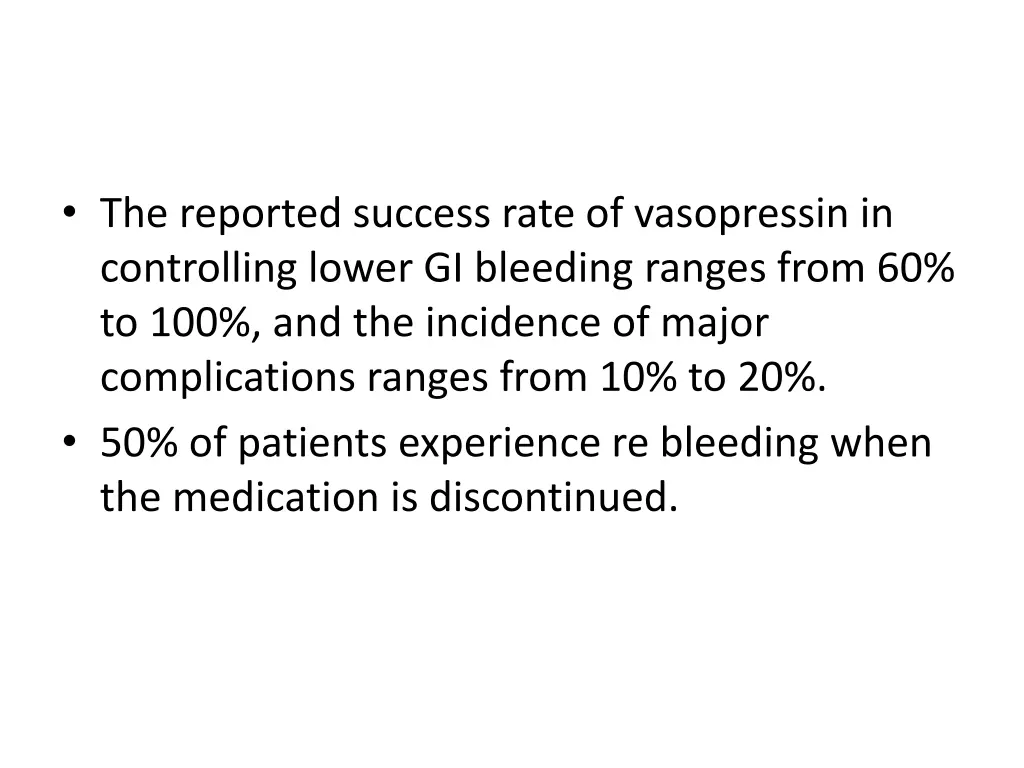 the reported success rate of vasopressin