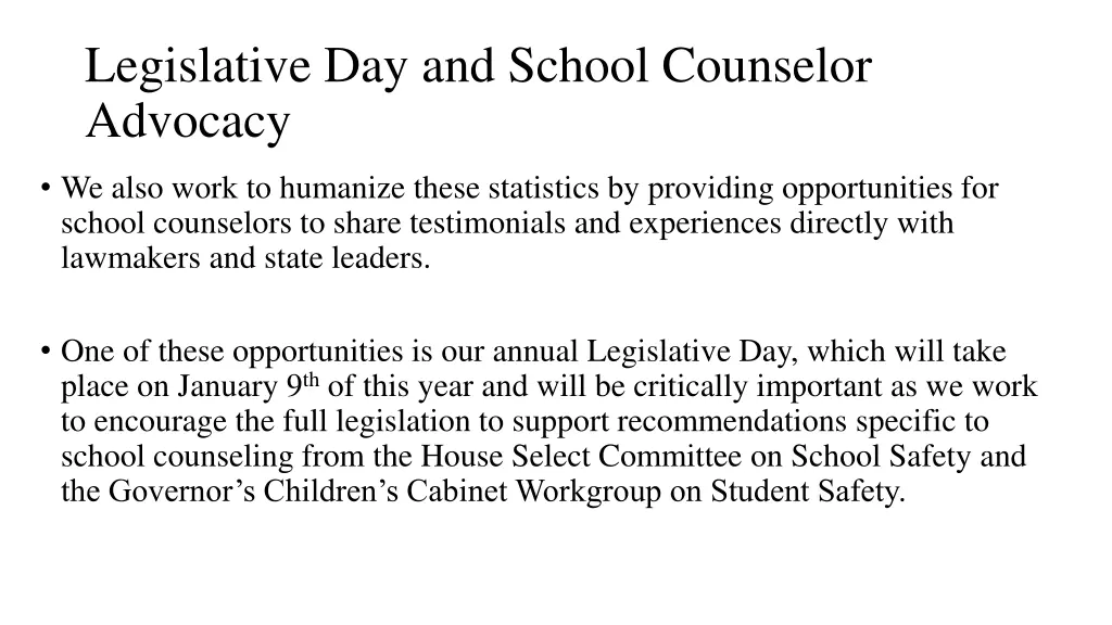 legislative day and school counselor advocacy