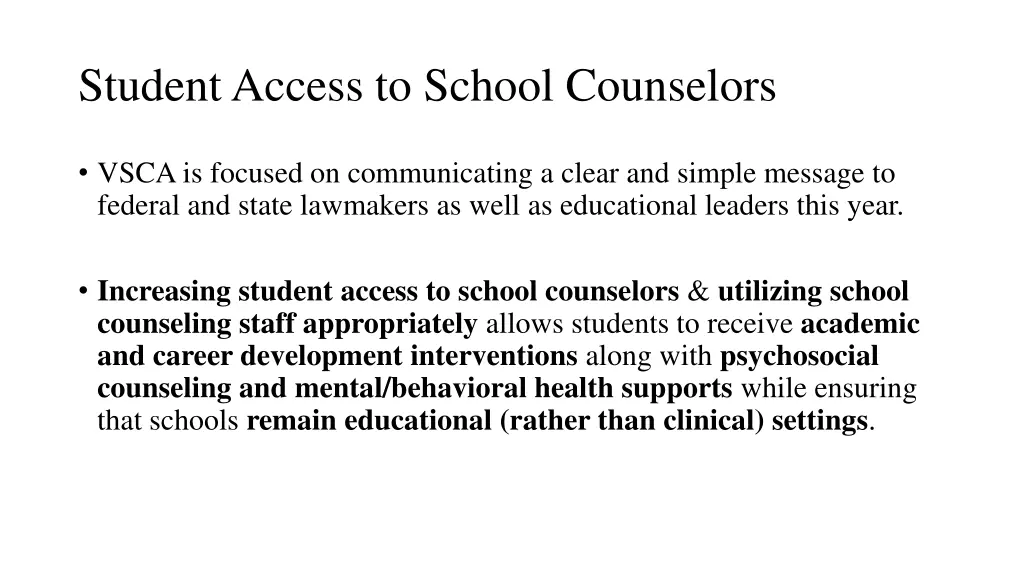 student access to school counselors