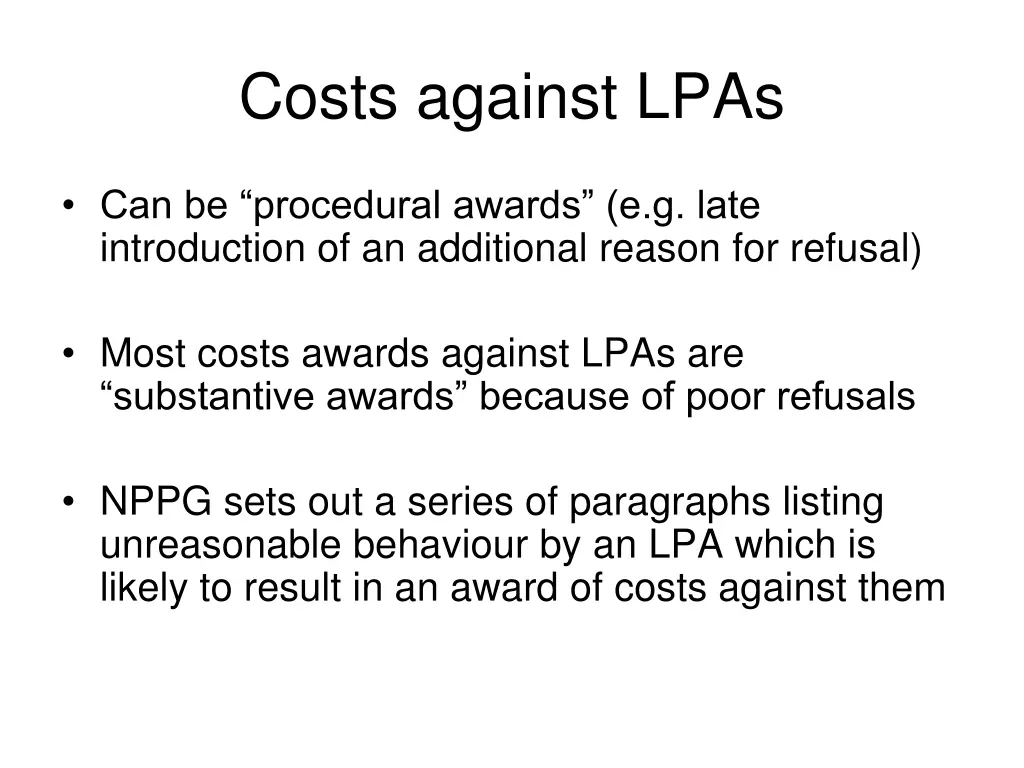 costs against lpas