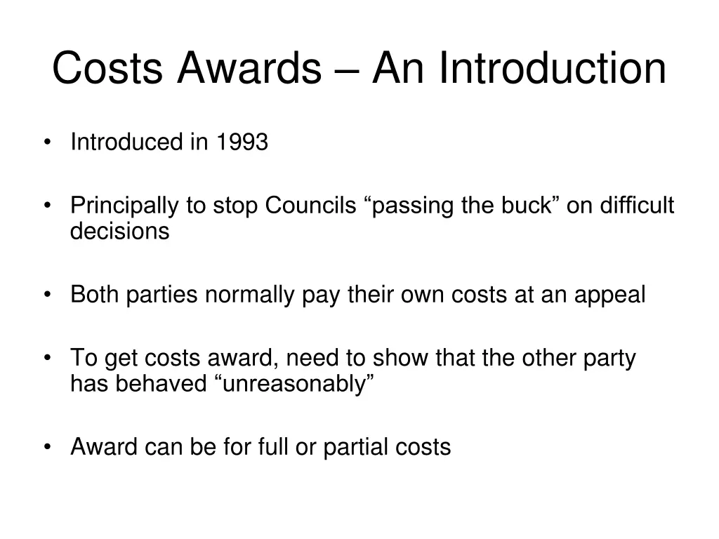 costs awards an introduction