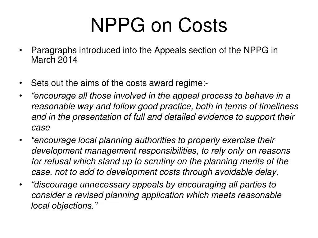 nppg on costs