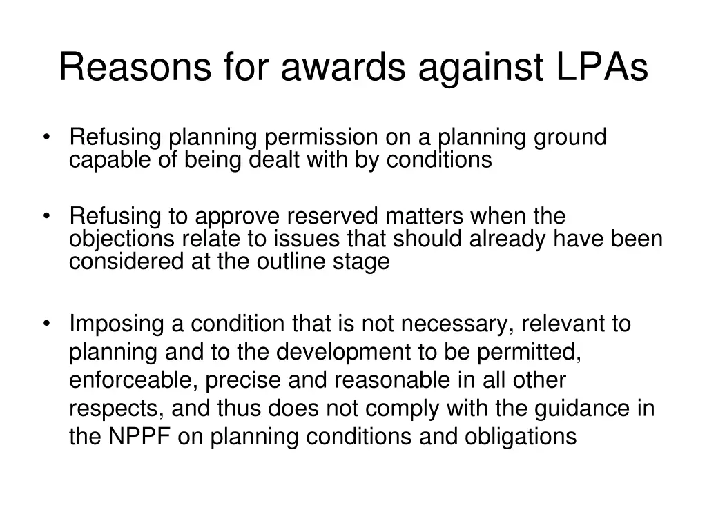 reasons for awards against lpas