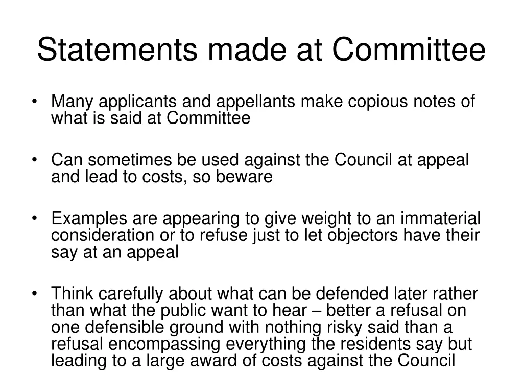 statements made at committee