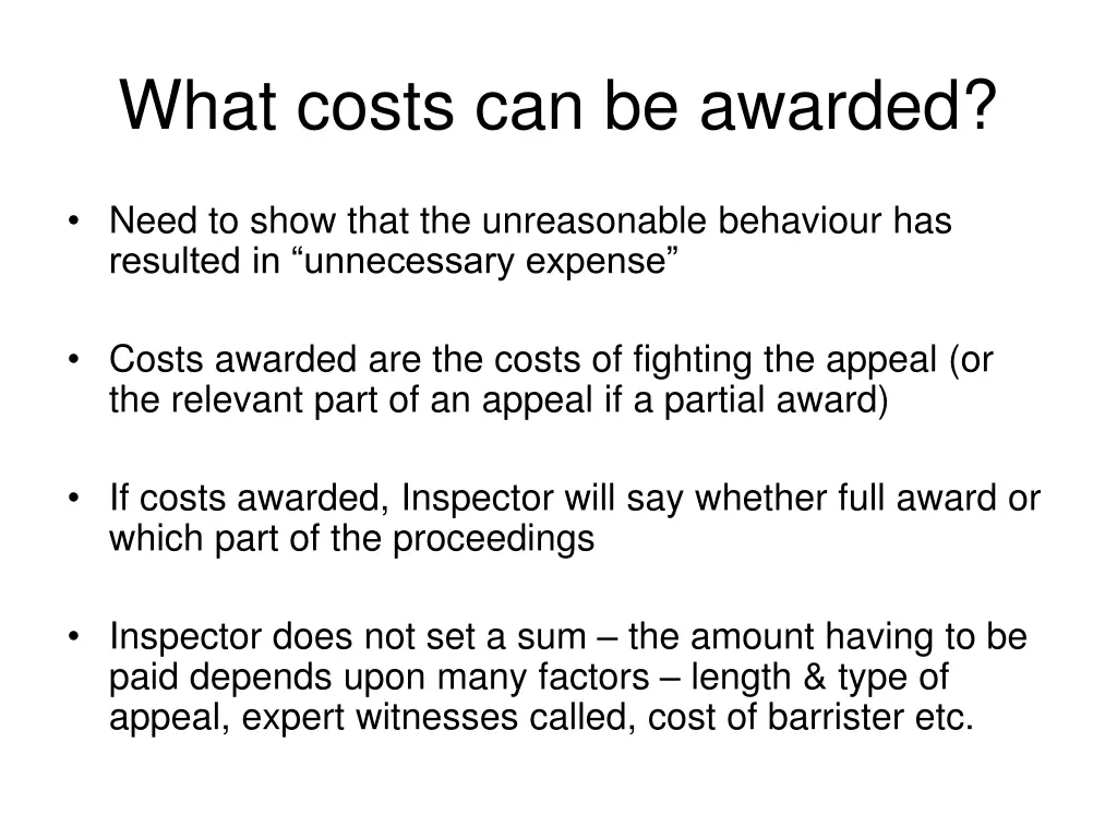 what costs can be awarded