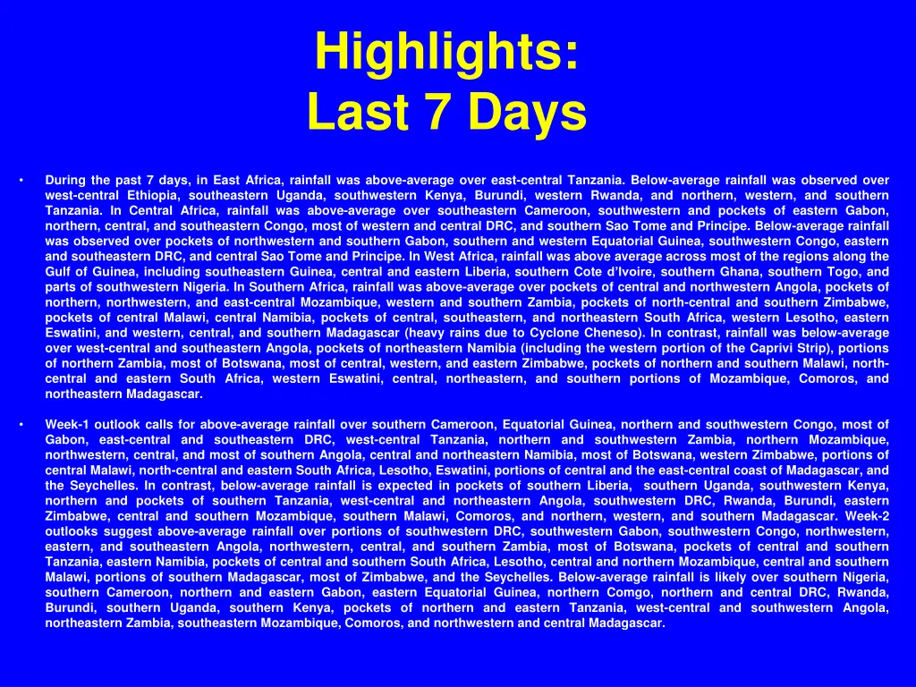 highlights last 7 days