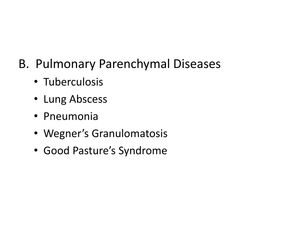 b pulmonary parenchymal diseases tuberculosis