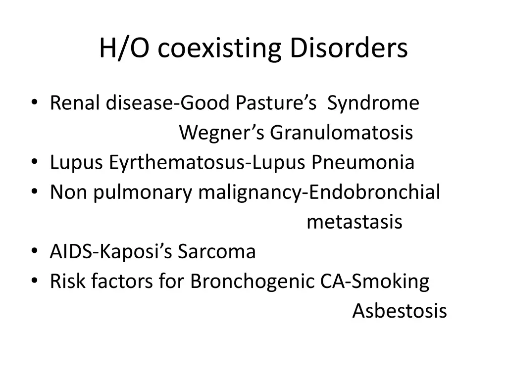 h o coexisting disorders