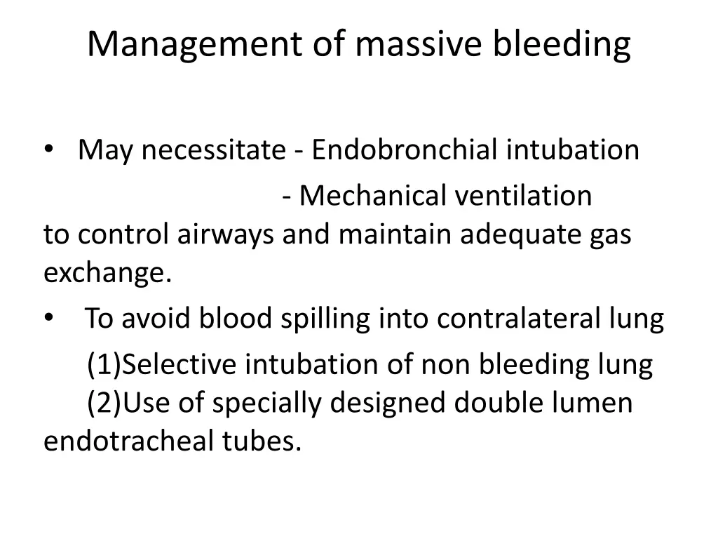 management of massive bleeding