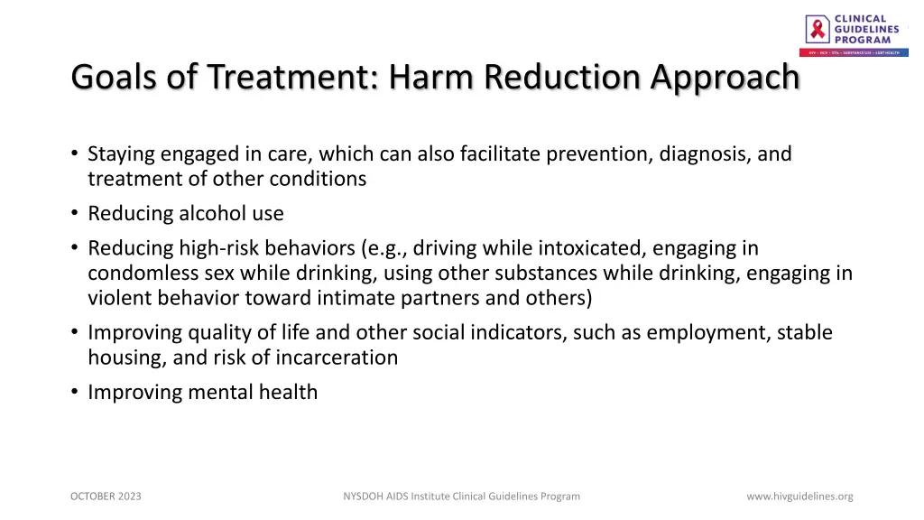 goals of treatment harm reduction approach