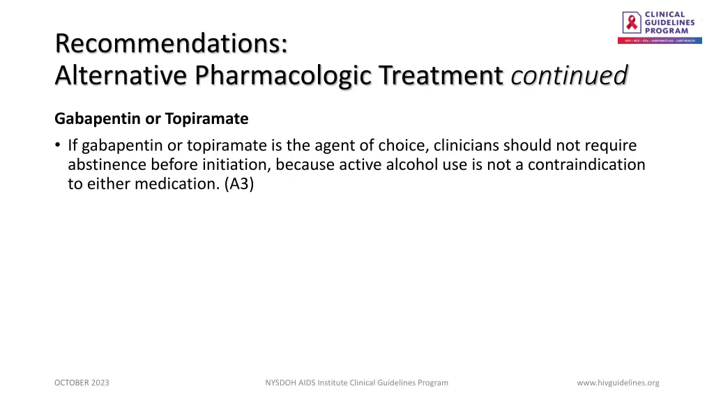 recommendations alternative pharmacologic 1