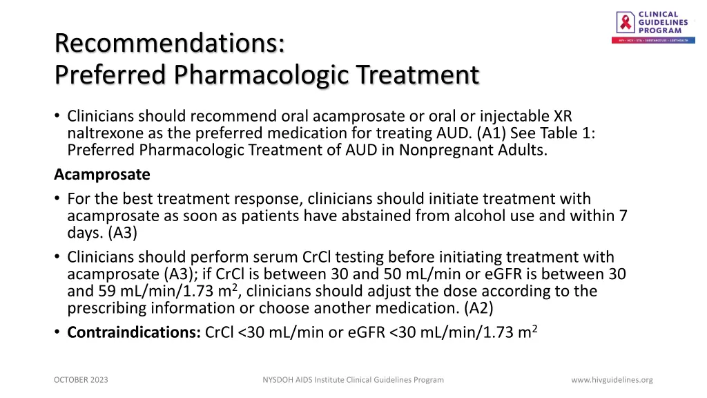 recommendations preferred pharmacologic treatment