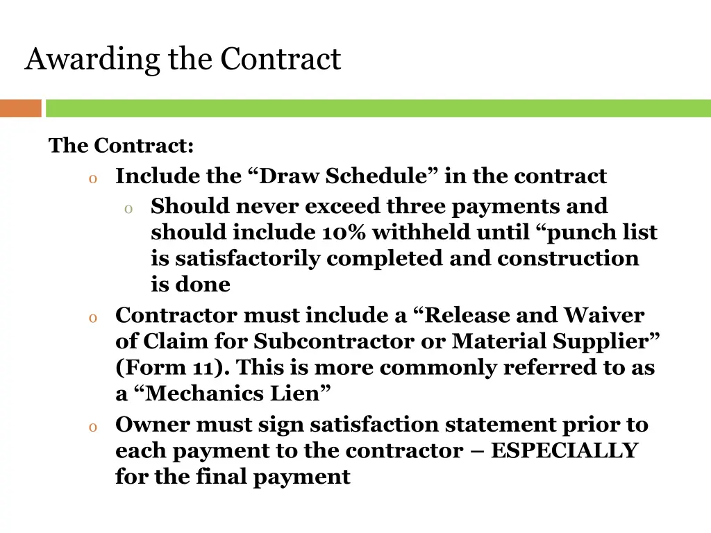 awarding the contract 1