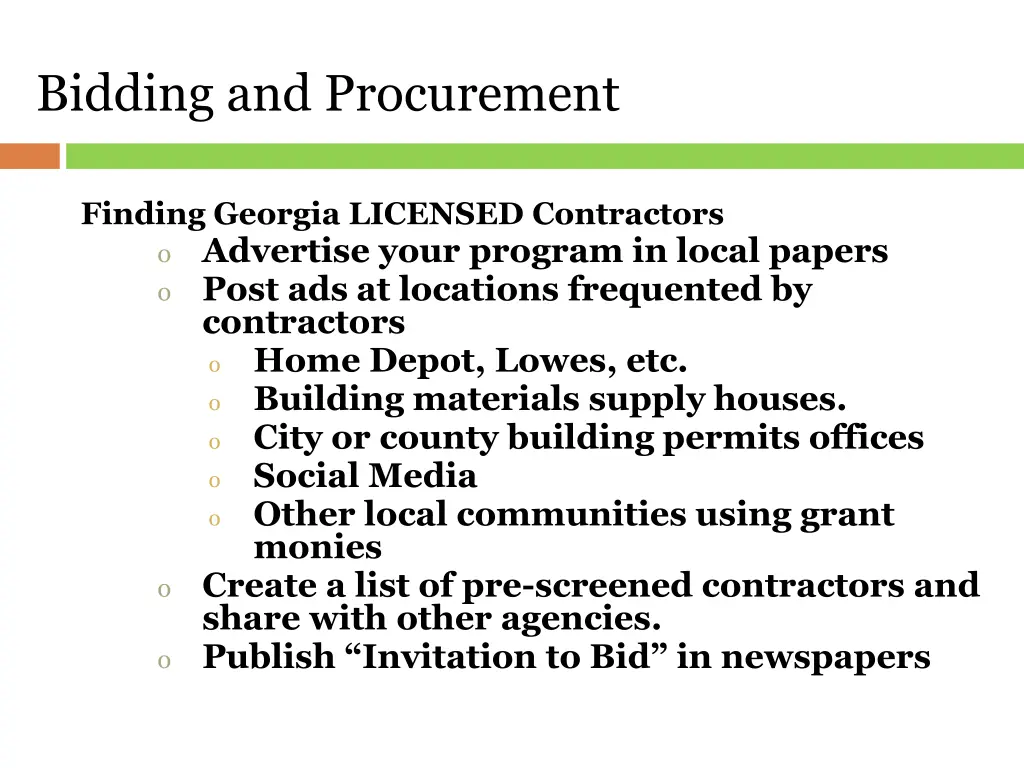 bidding and procurement