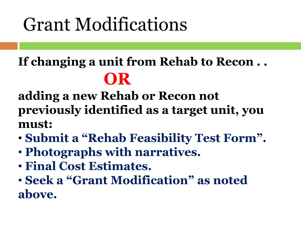 grant modifications