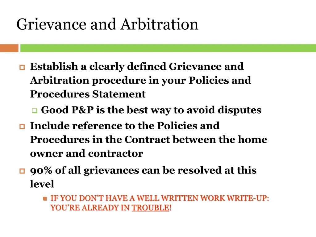 grievance and arbitration