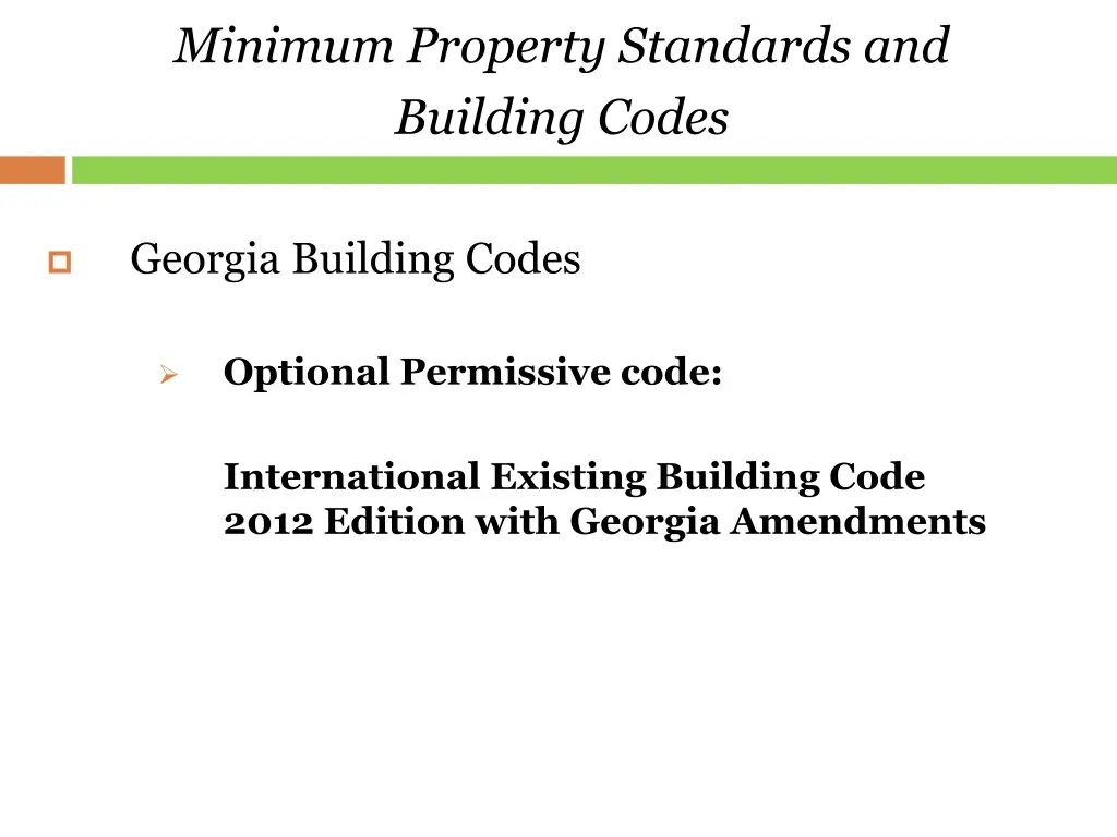 minimum property standards and building codes 1