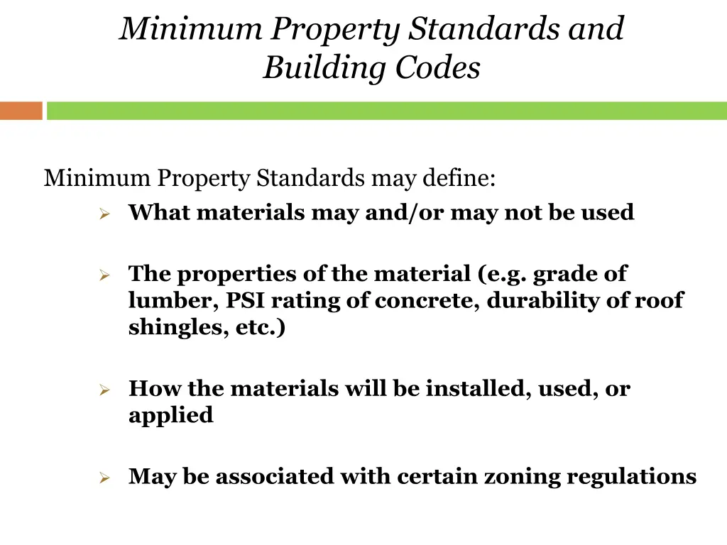 minimum property standards and building codes 5