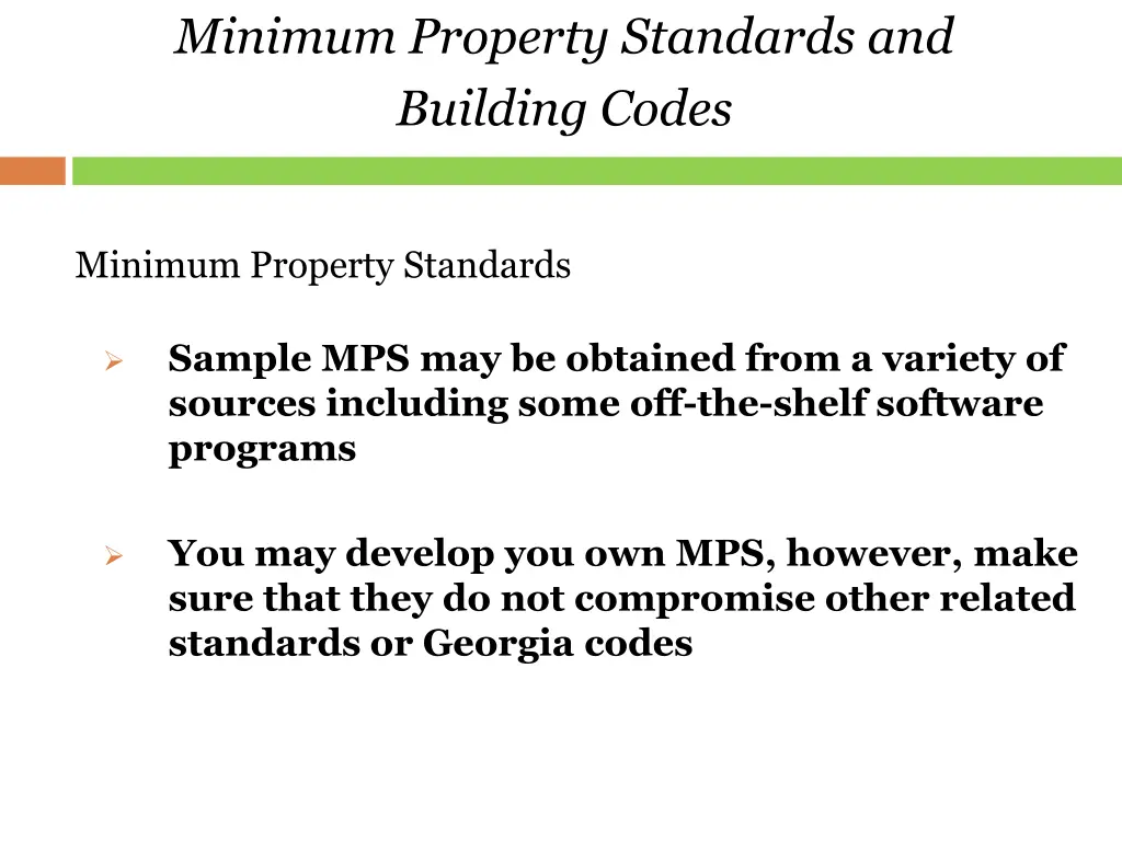 minimum property standards and building codes 6