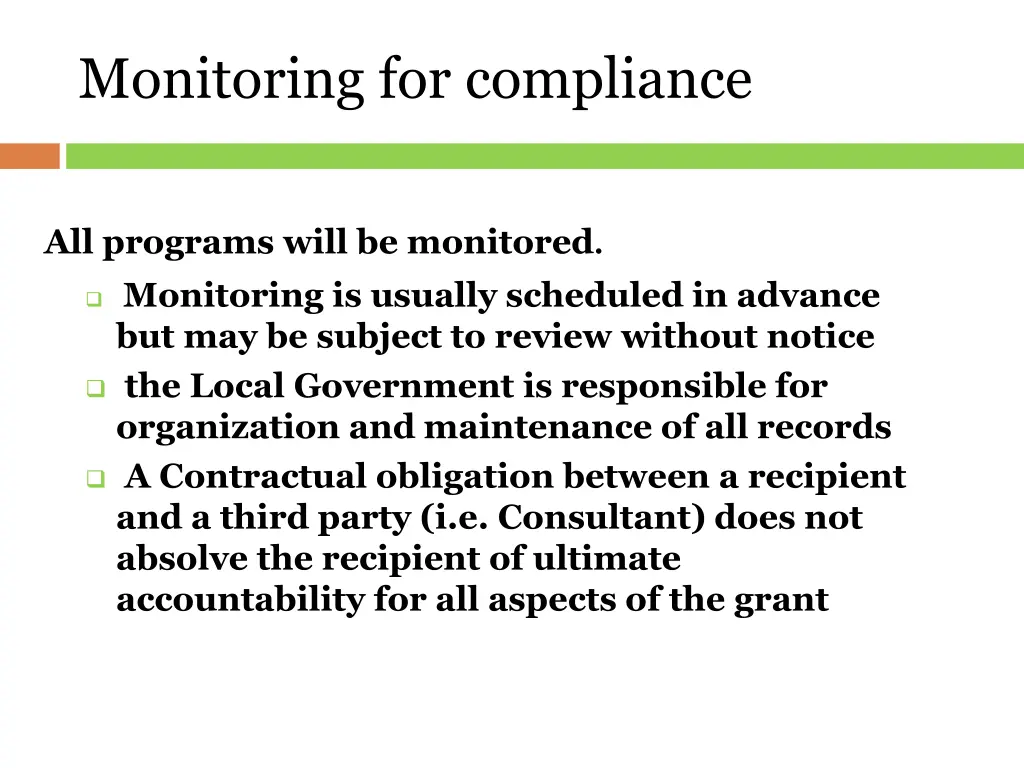 monitoring for compliance