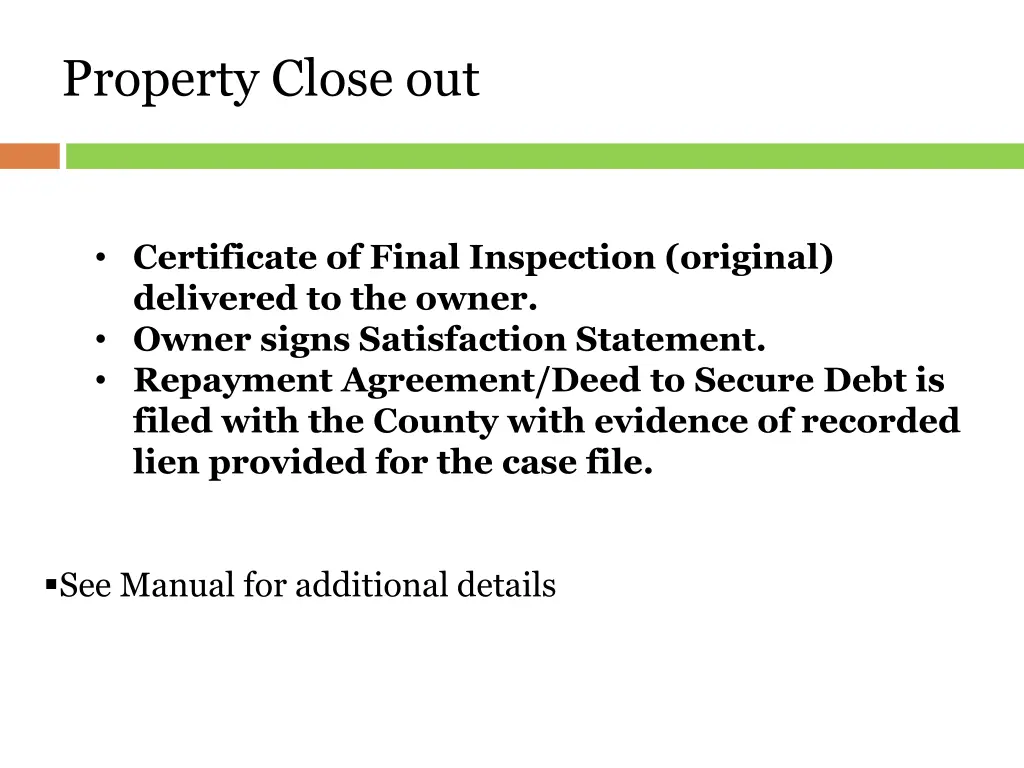 property close out