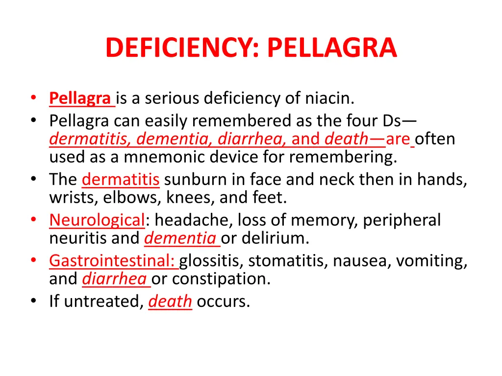 deficiency pellagra