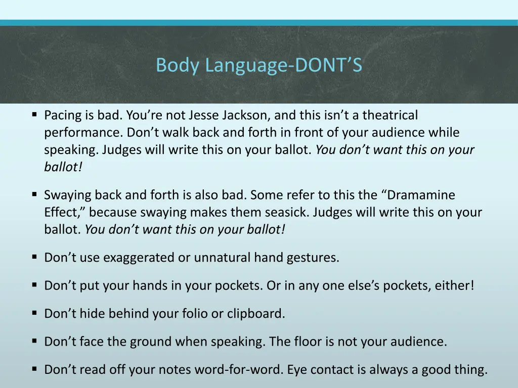 body language dont s