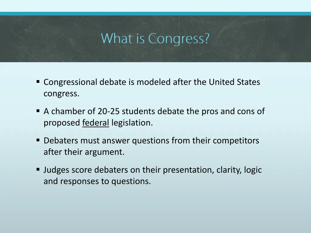 congressional debate is modeled after the united