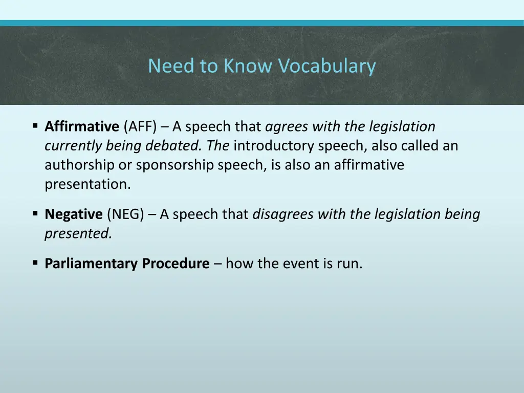 need to know vocabulary 1