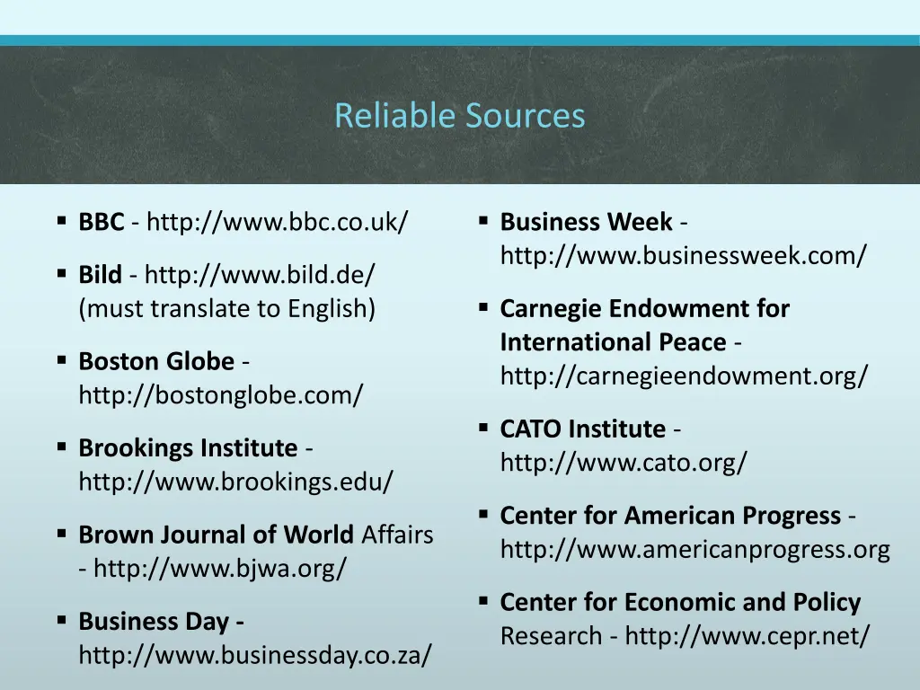 reliable sources 1