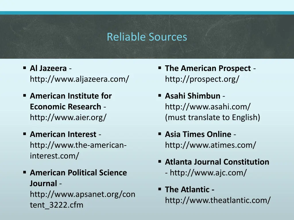 reliable sources