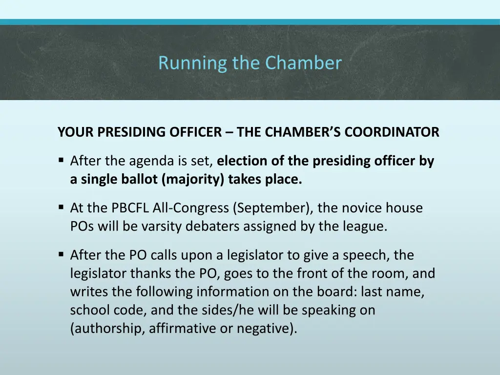 running the chamber