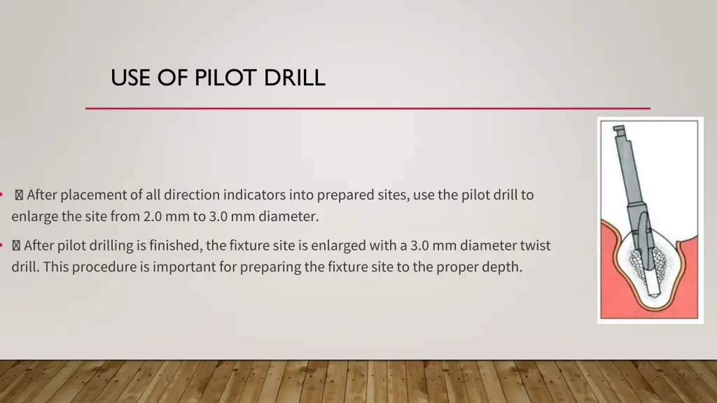 use of pilot drill