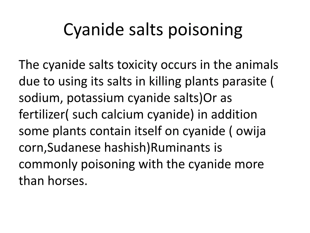 cyanide salts poisoning