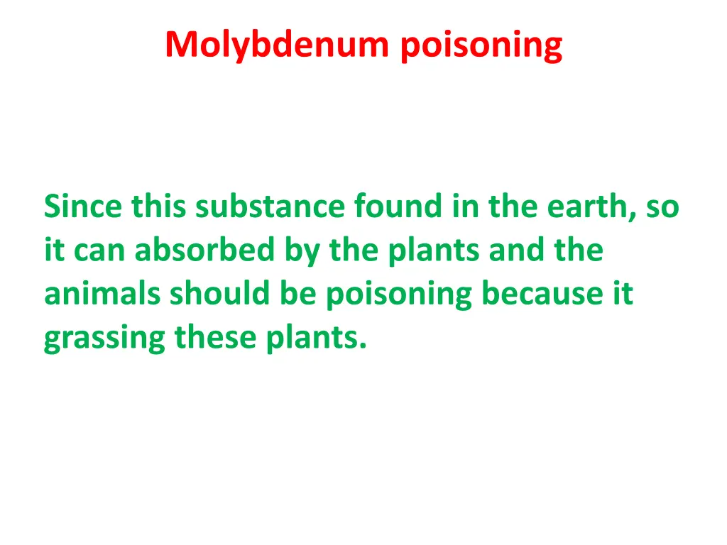 molybdenum poisoning