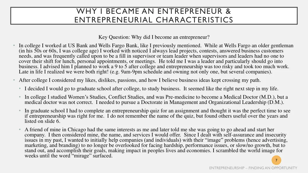 why i became an entrepreneur entrepreneurial