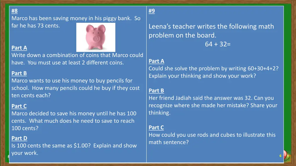 8 marco has been saving money in his piggy bank